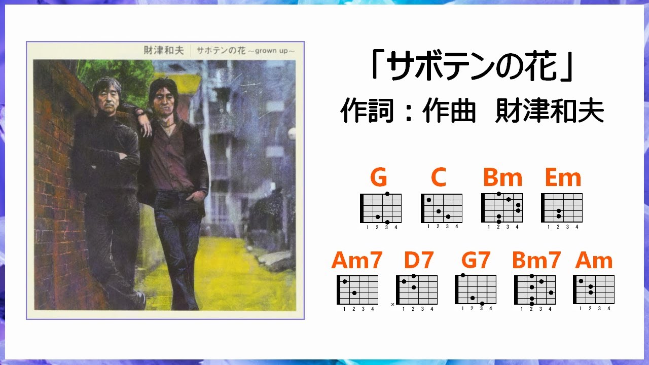 財津和夫「サボテンの花」歌詞・ギターコード・ガイド・イントロカウント付き