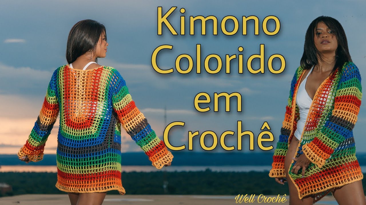 Kimono Colorido em Crochê