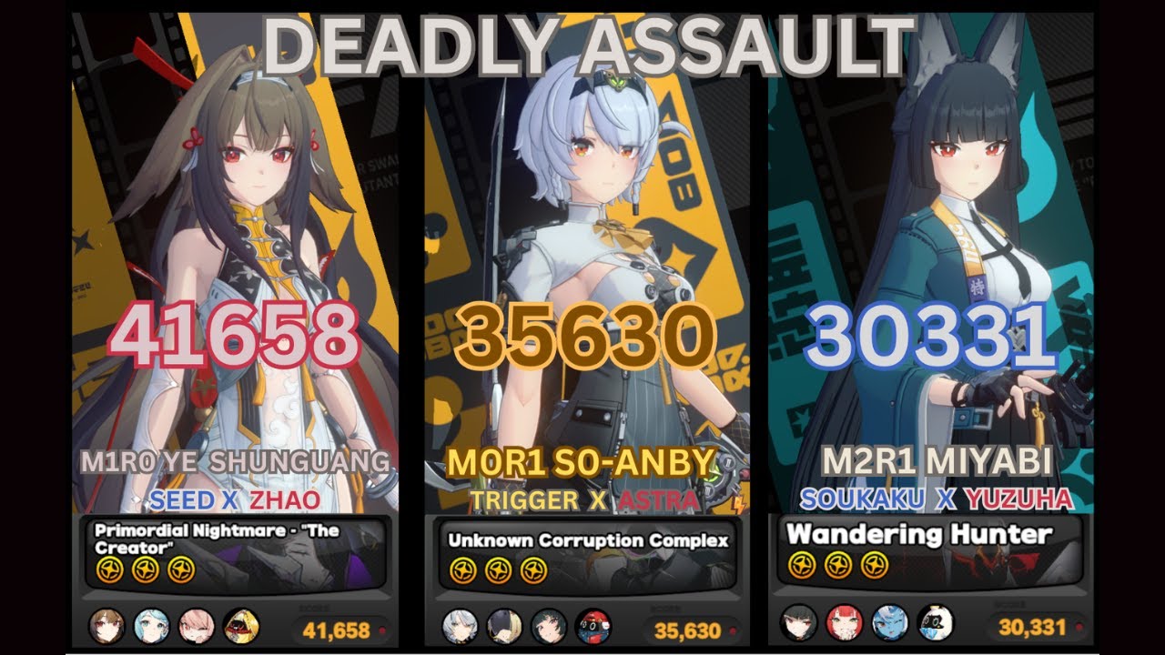 Deadly Assault ZZZ | M1R0 Ye Shunguang | M0R1 Sanby | M2R1 Miyabi | Zenless Zone Zero v2.5