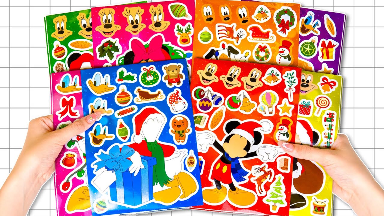 【❤️STICKER ASMR❤️】DISNEY X-MAS STICKER BOOK MAKEOVER | FUN WITH MICKEY MOUSE, DONALD DUCK & MINNIE!
