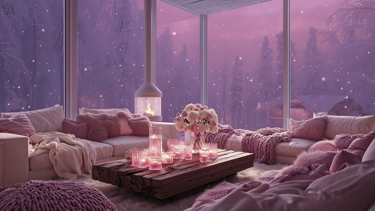 Cozy Winter Fireplace Mixed with Soft Instrumental Piano for Soothing Ambience and Relaxation