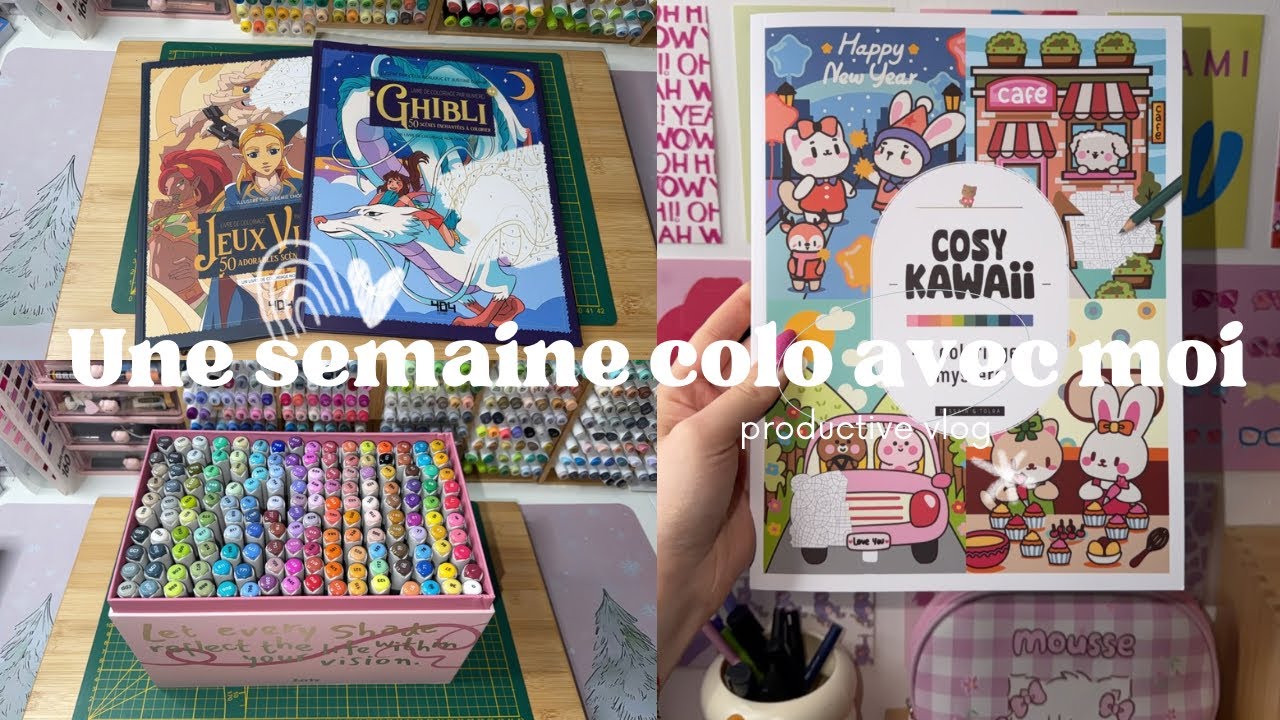 Une semaine de coloriage avec moi | Mes achats | 3 tutos Cosy Colo | Unboxing | Coloriage myst&egrave;re 💓🌈