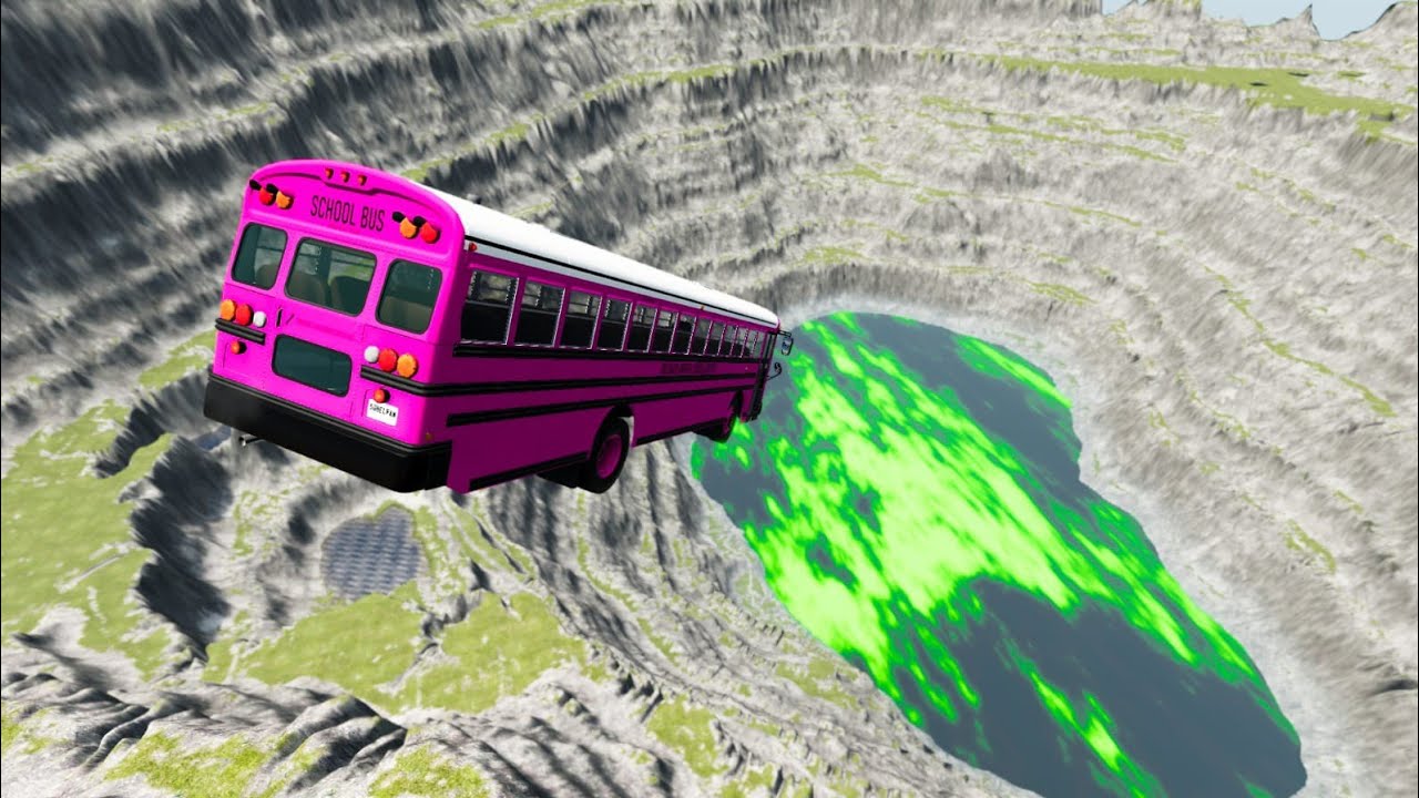 BeamNG.drive - Leap Of Death Car Jumps & Falls Into Red water