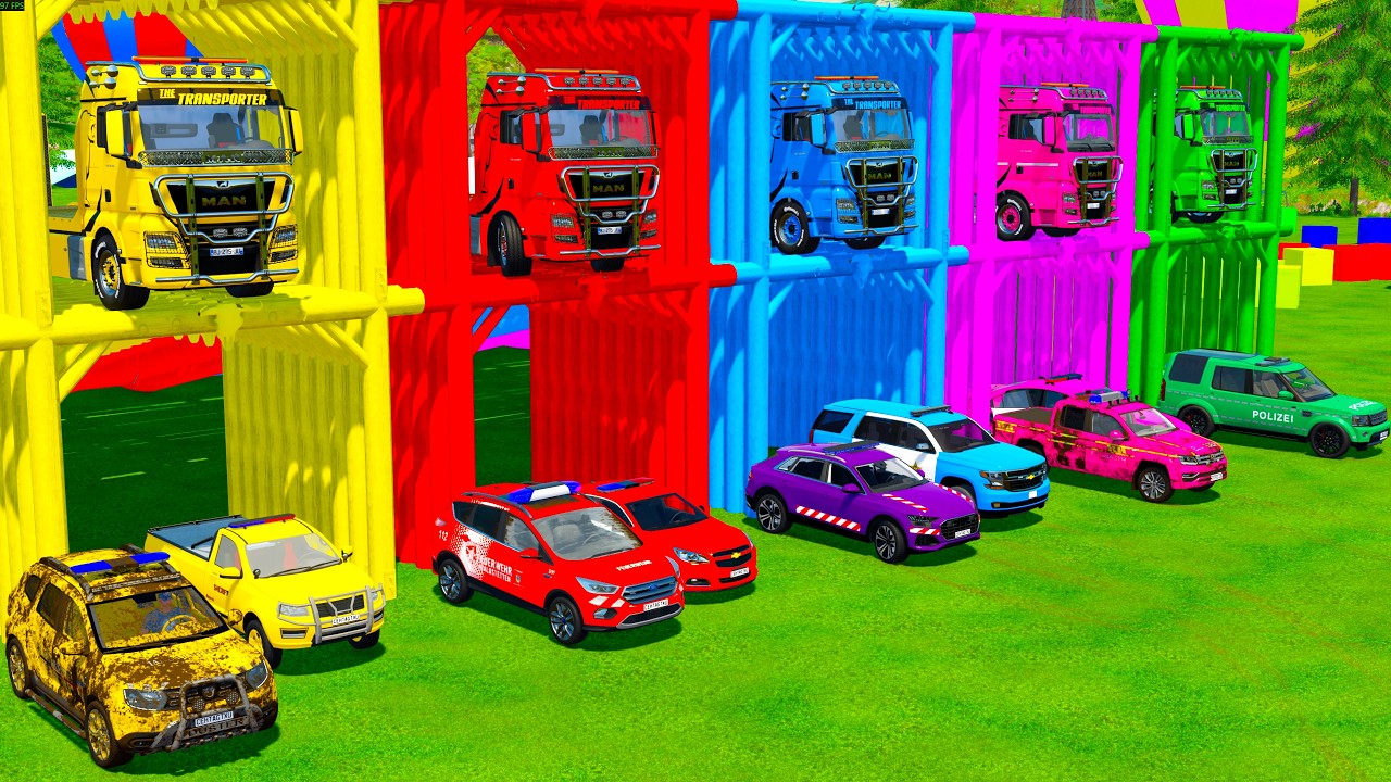 TRANSPORTING ALL POLICE CARS and AMBULANCE EMERGENCY VEHICLES WITH MERCEDES POLICE TRUCKS ! FS22