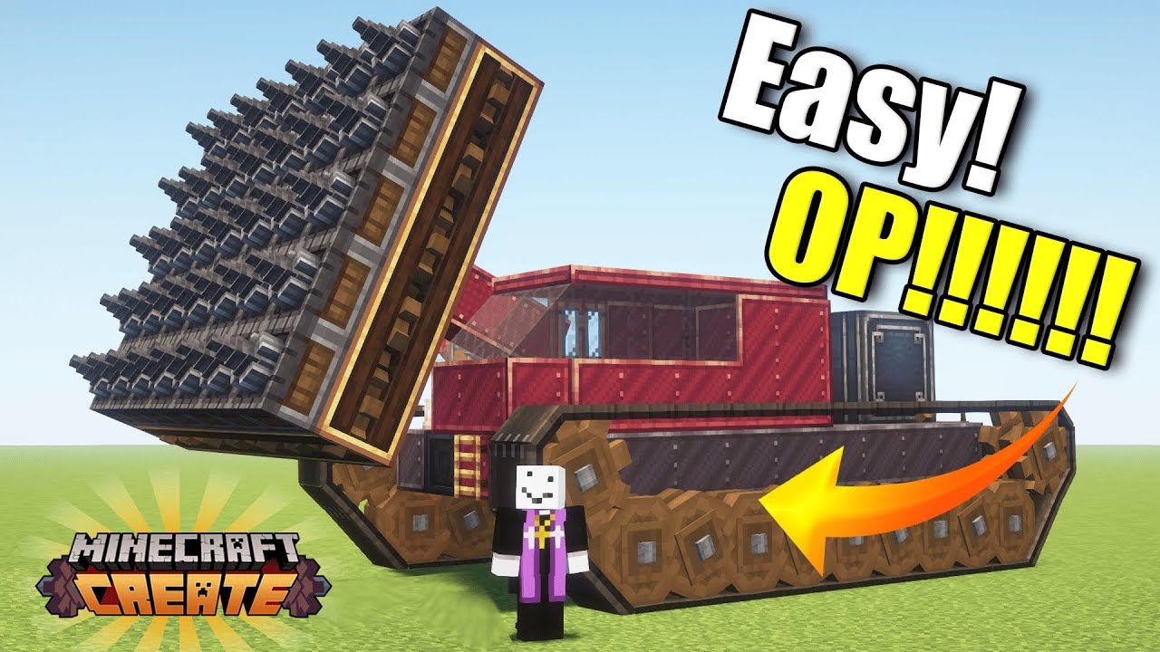How Built OP Mining Tank Easy Tutorial | Create Mod Minecraft