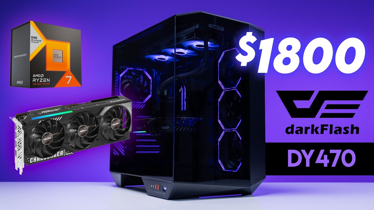 $1800 Gaming PC Build 2025 | Darkflash DY470 + 7800x3D + RX 9070