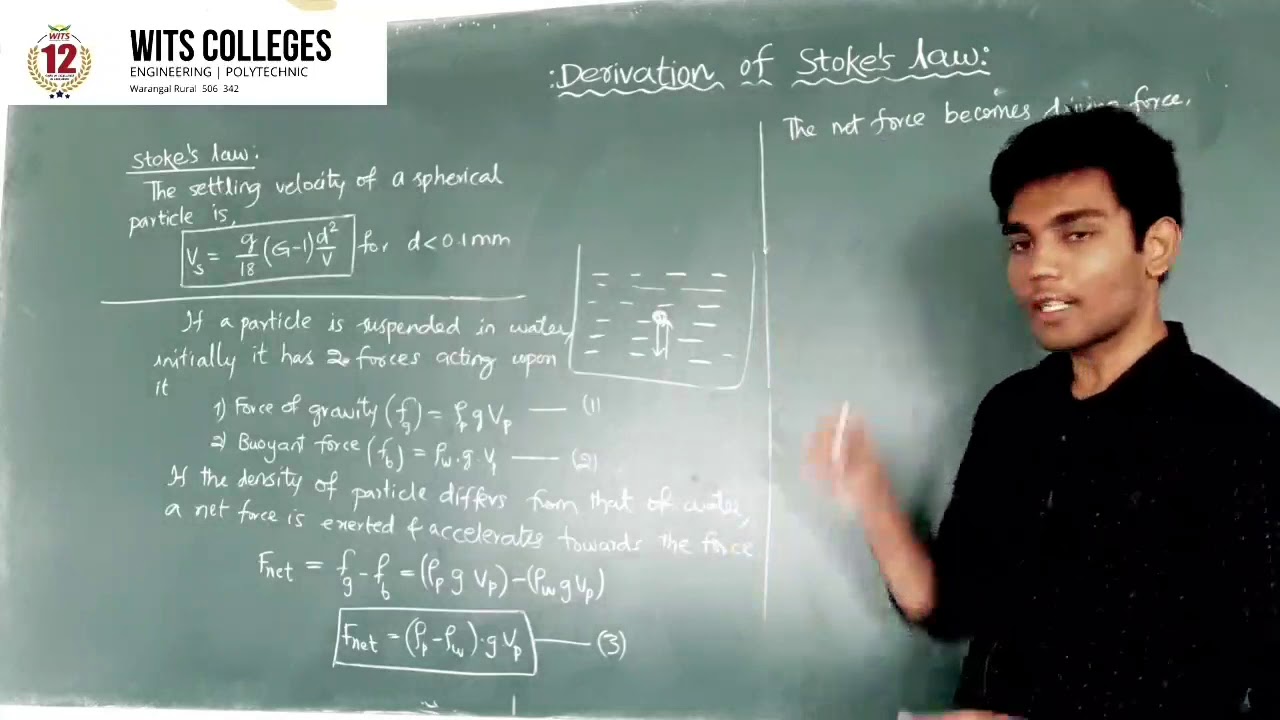 Derivation Of STOKE'S Equation//Purification of Water Supplies/ENVIRONMENTAL ENGINEERING/WITSCONNECT