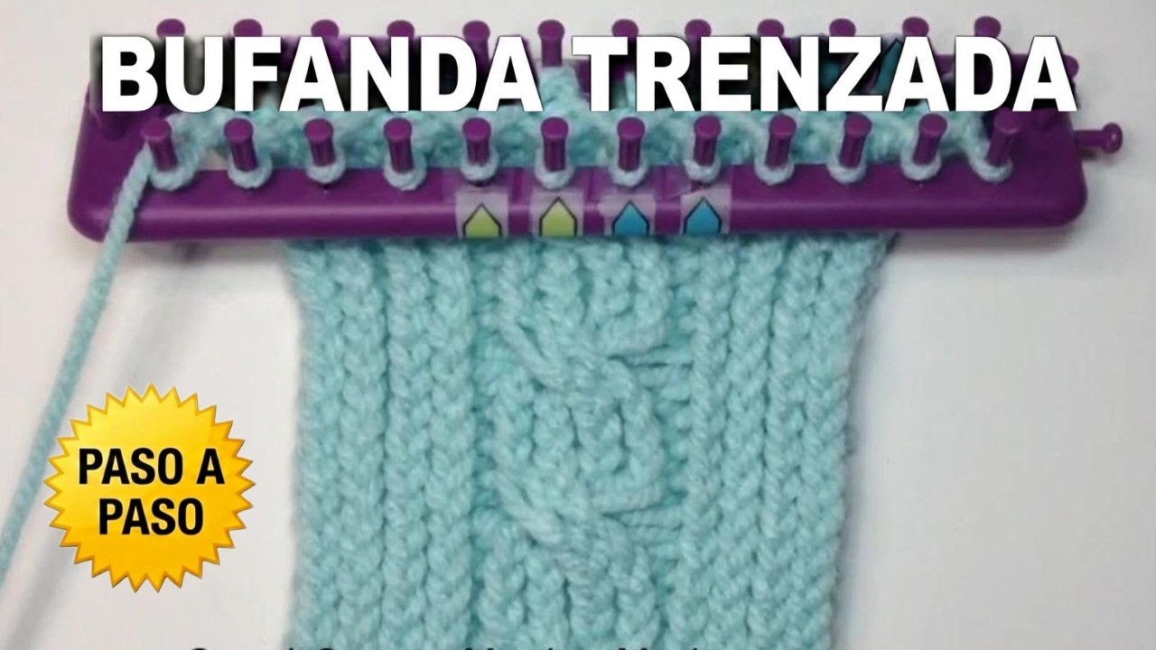 BUFANDA TRENZADA en Telar Rectangular con Inicio y Cierre del tejido