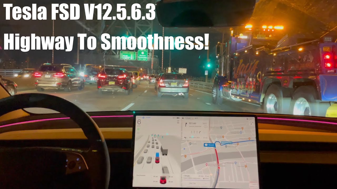 Tesla FSD 12.5.6.3 Is So Natural On Highways, No Accelerator Presses!