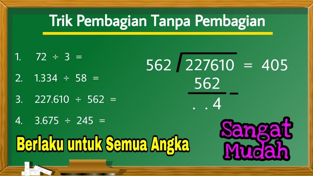 Trik Pembagian Semua Angka, SANGAT MUDAH || Trik Pembagian tanpa Pembagian. SD SMP SMA