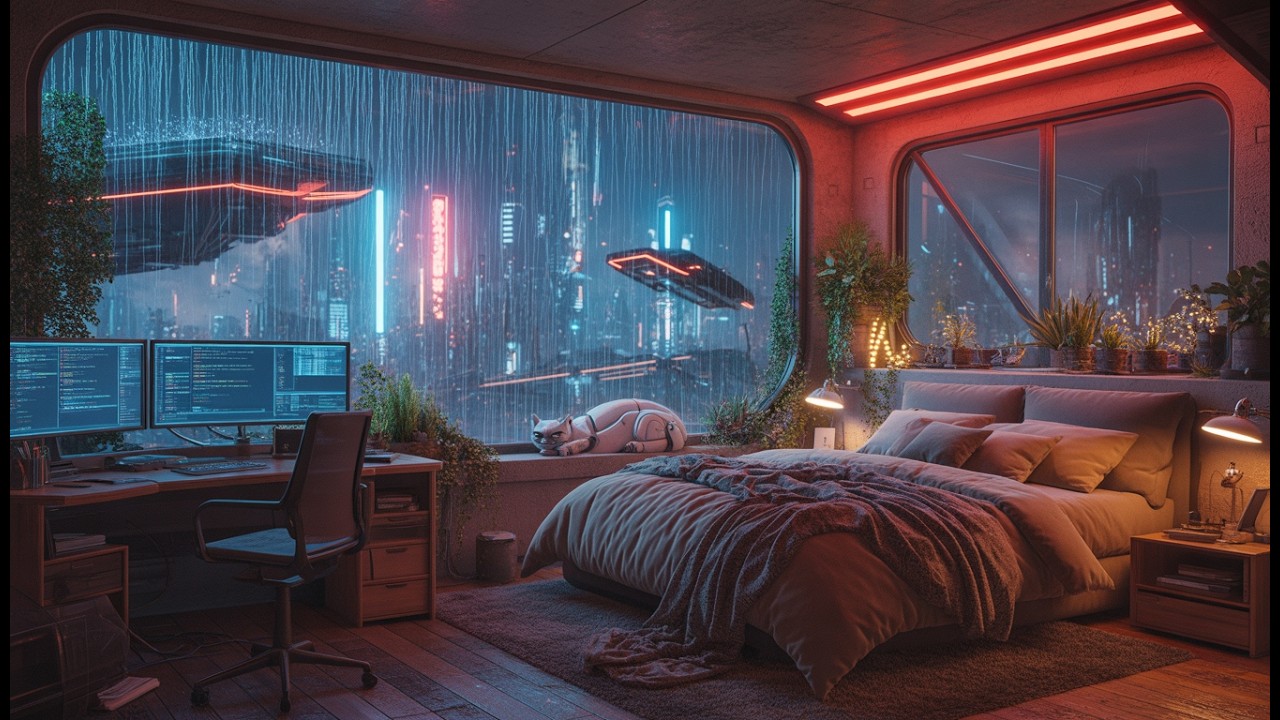 Sci-Fi City Rain Ambience for Sleep & Focus