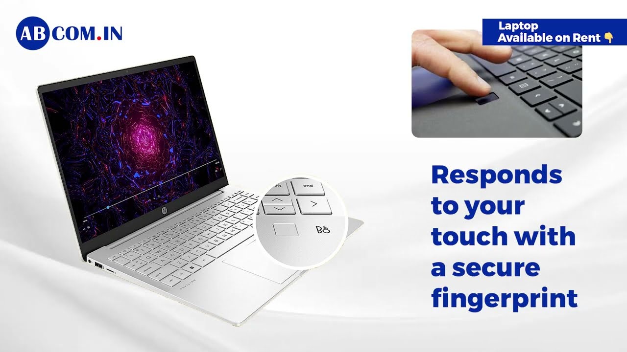 Laptop on rent - HP Pavilion Plus 14 available on rent - visit www.abcom.in