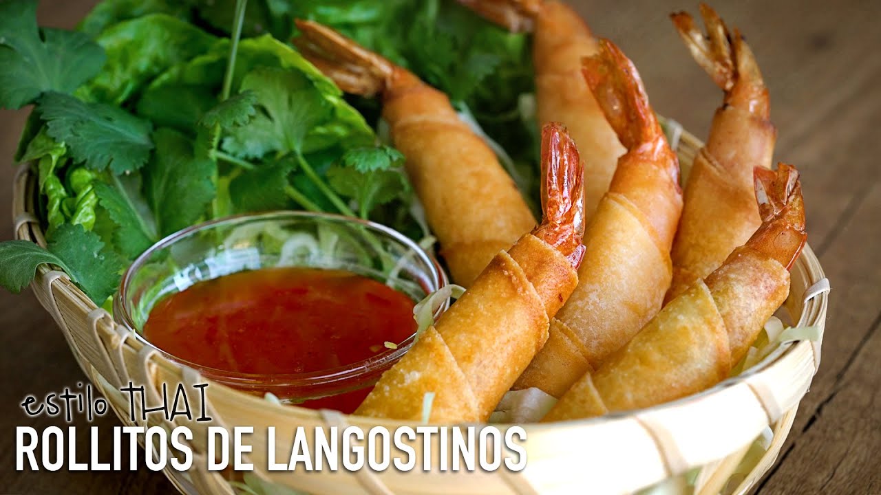 Rollitos de langostinos estilo Thai - Thai Crispy Shrimp Spring Rolls Recipe l Kwan Homsai