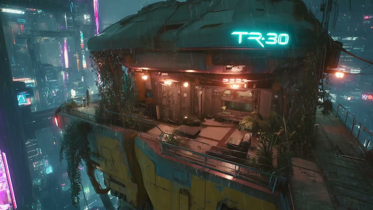 Cyberpunk 2077 Lofi Music 🌆 Futuristic Apartment Balcony for Work Mood