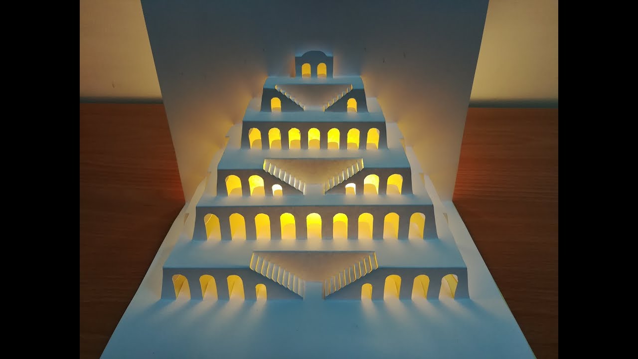 3d Tower of Babel｜Pop up card｜paper art｜Origami Architecture｜kirigami art｜3d巴別塔彈出卡片