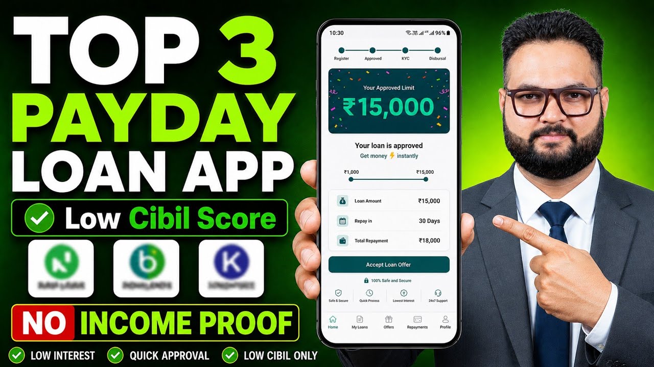 🔥Top 3 Payday Loan Apps for Low CIBIL 2026 | Low CIBIL Score Loan App | Best New Loan App 2026 Today