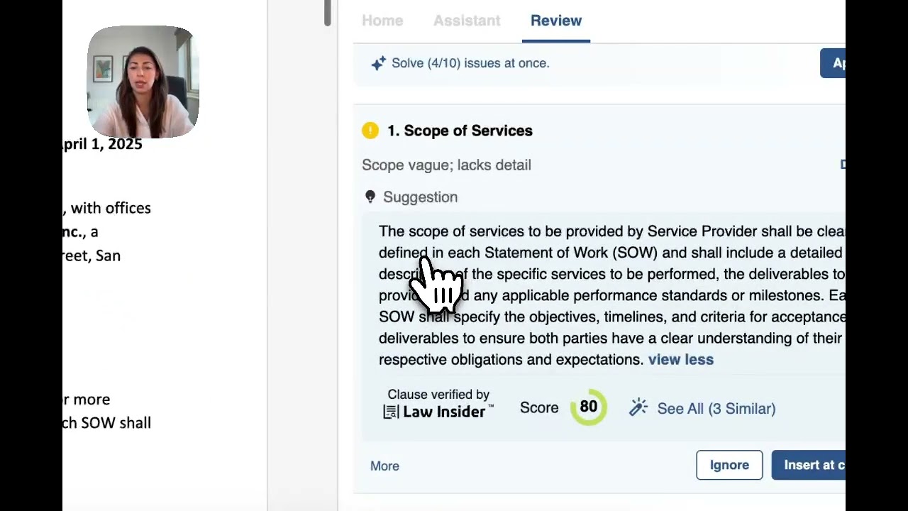 Lesson 2: Spot Contract Risks Fast: AI Review in Law Insider Word Add-In