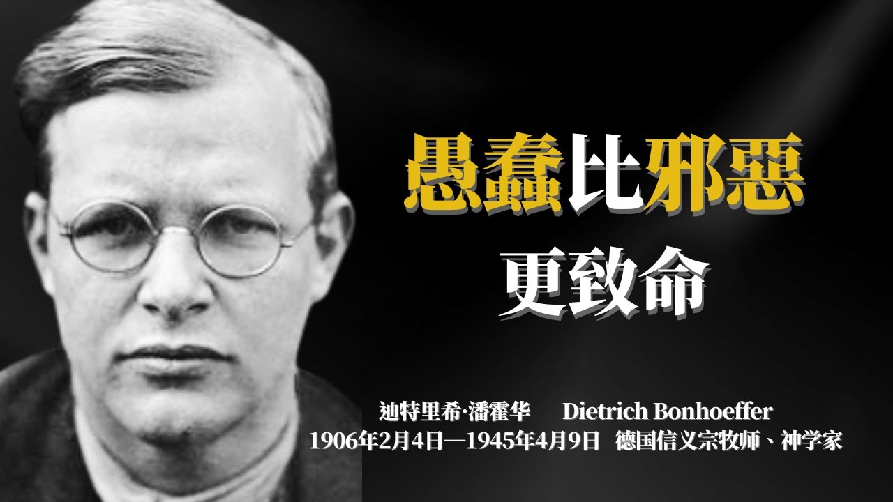 德國牧師的臨終預言正在發生：毁灭世界的不是恶人，而是愚蠢！爲什麽蠢人比壞人更危險？    #潘霍華 #愚蠢與邪惡 #獨立思考#社會心理學#歷史反思
