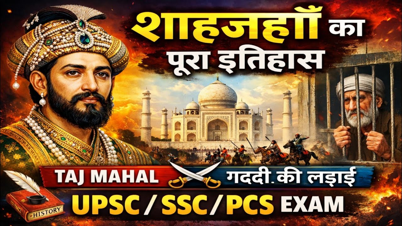 शाहजहाँ का पूरा इतिहास | Mughal Emperor Shah Jahan | UPSC, SSC, UPPCS, Railway, NDA History ताजमहल