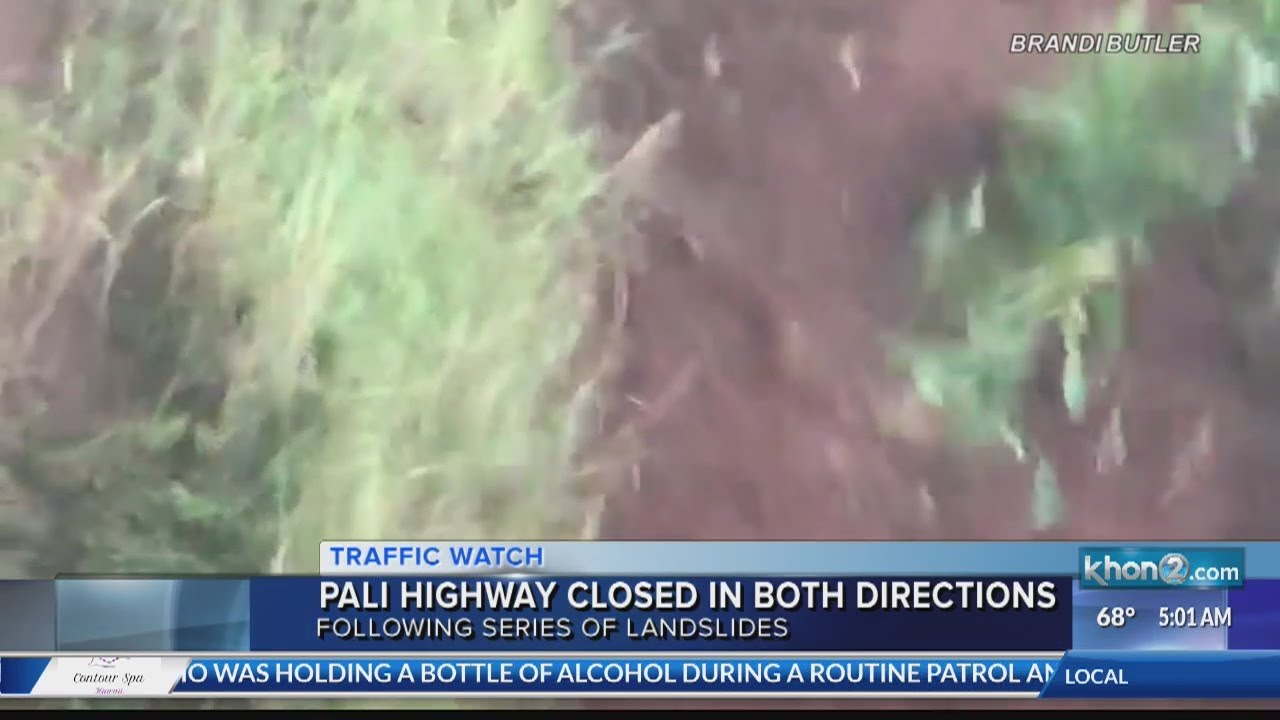 Pali Highway remains closed in both directions Tuesday morning due to series of landslides