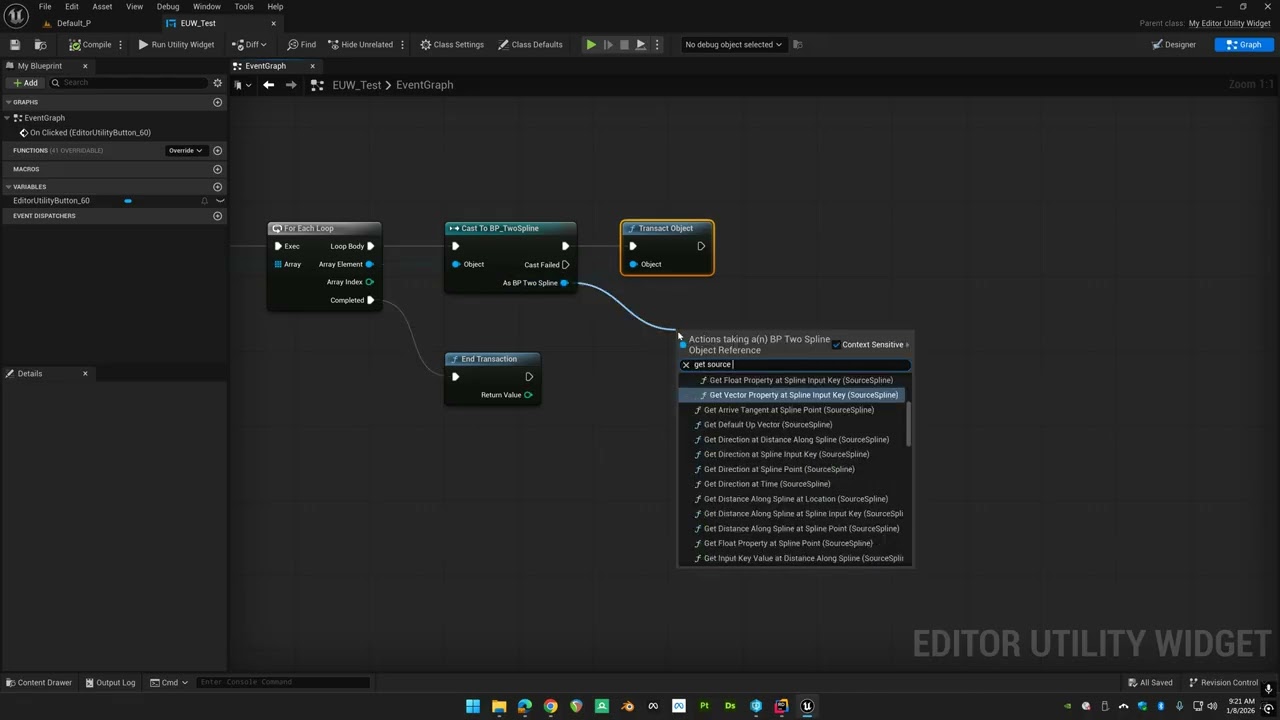 Unreal Engine 5 Tutorial: C++ Editor Utility Widget with Undo and Copying spline data