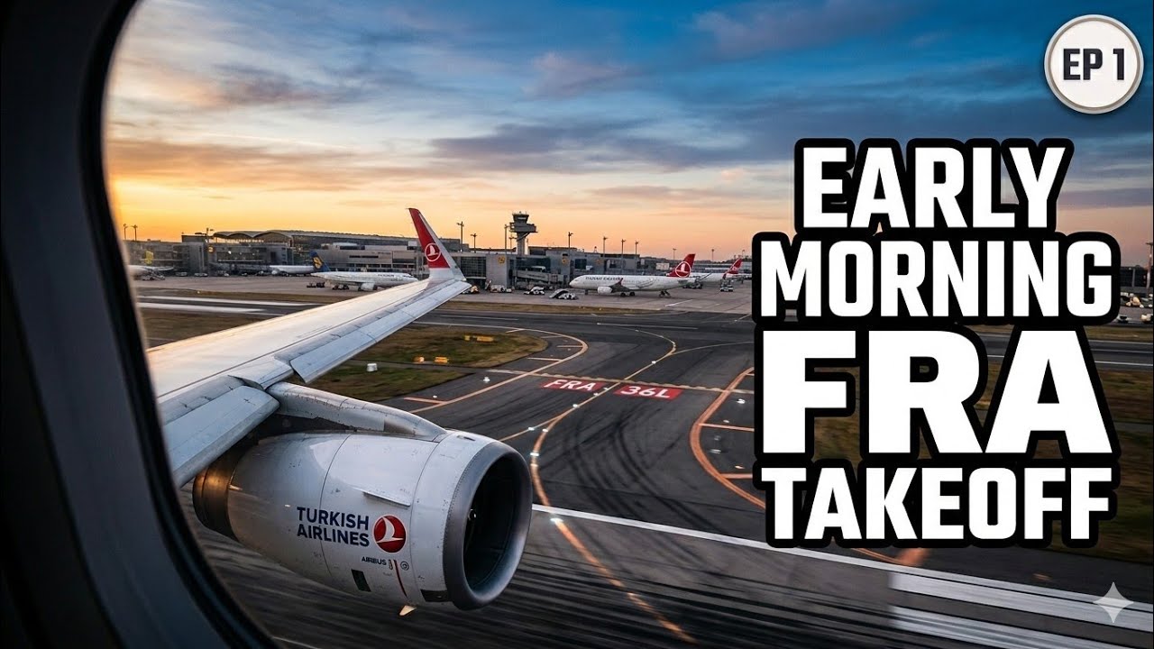Turkish Airlines A321 Takeoff Frankfurt FRA ✈️ Early Morning Departure to Istanbul IST 