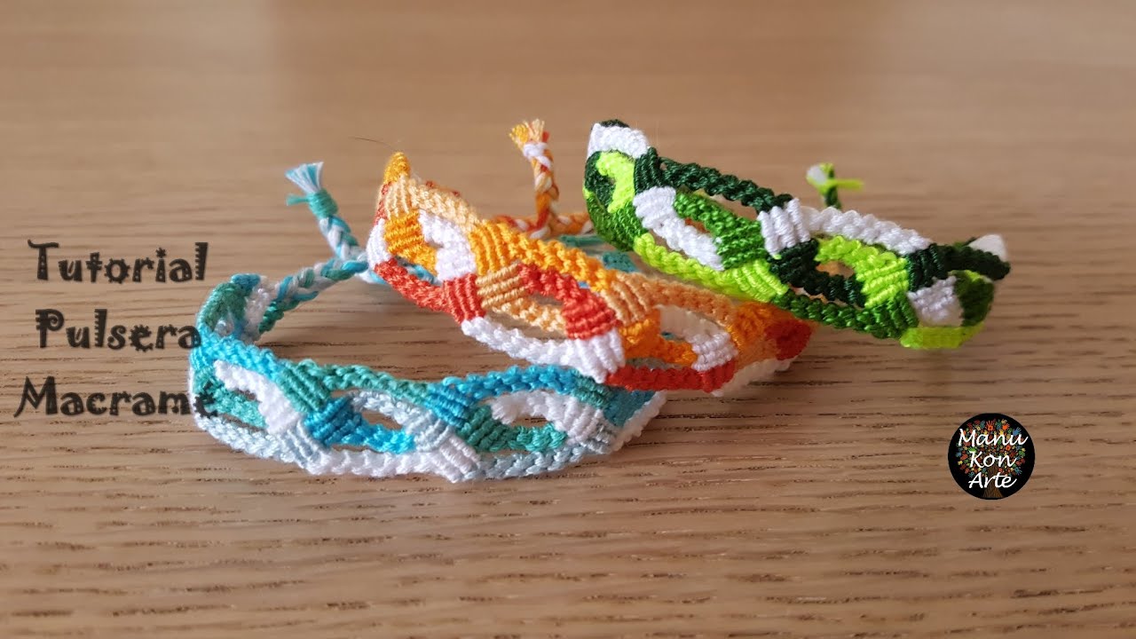 DIY Tutorial Cómo Hacer una Pulsera de Hilo en Macramé Nudo Festón Paso a Paso/Macrame Bracelet