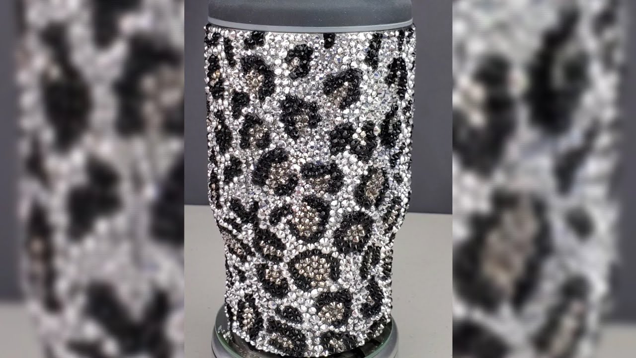 Snow Leopard Bling Tumbler Can Cooler | Scatter Method tutorial