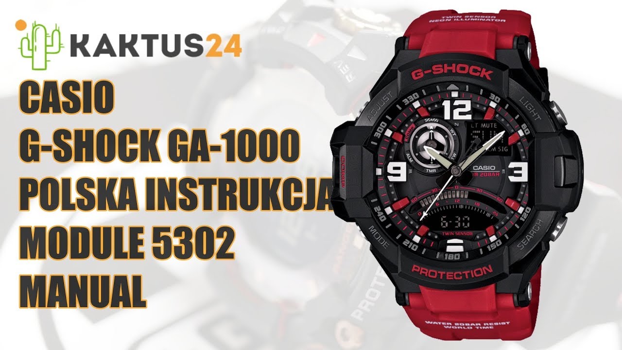 Jak ustawić Casio G-Shock GA-1000  instrukcja obsługi PL ustawienia zegarka  kaktus24.pl
