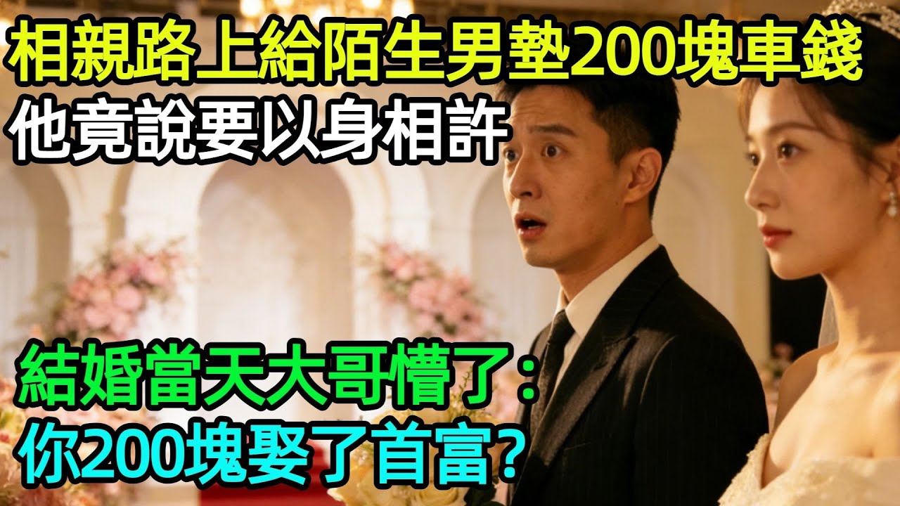 相親失敗，路上給陌生男墊付200塊打車錢，他竟説要以身相許，結婚當天大哥懵了：你200塊娶了首富？#奇聞#故事#完結文