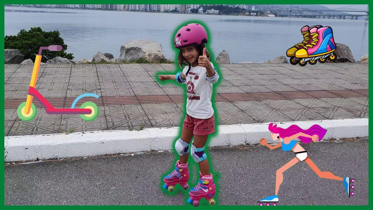 BABI ANDA DE PATINS E PATINETE - Aprendendo a andar de patins e treinando no patinete.