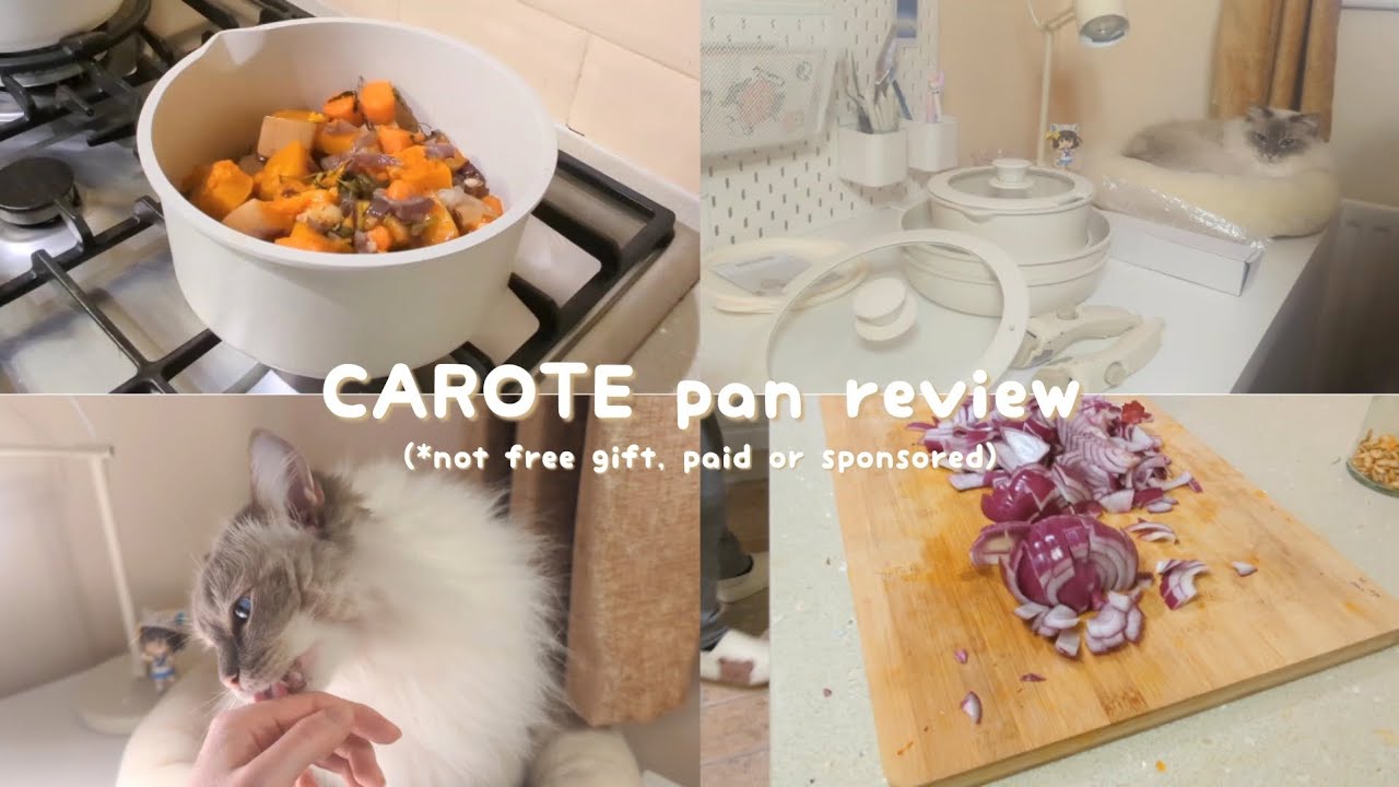 CAROTE pan review/ vlog ~ unboxing, cooking with a kitty