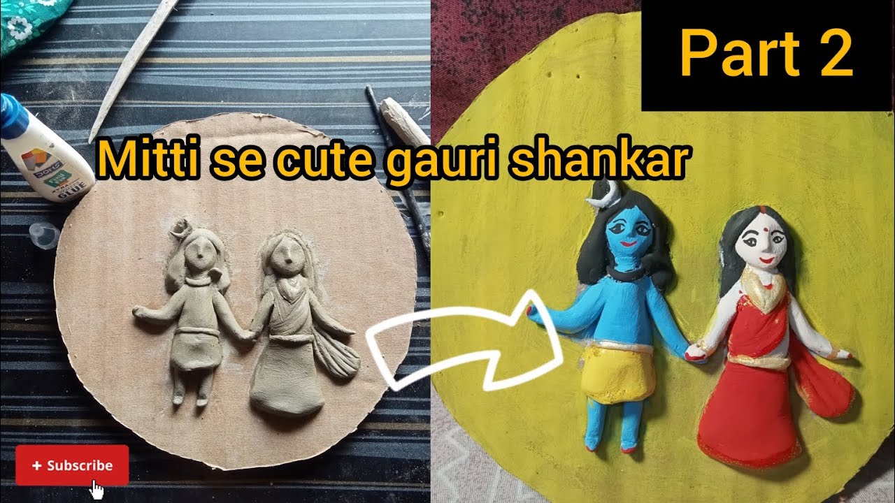 Haath mitti mein, mann bhakti mein.Gauri Shankar ki murti  🕉️✨#GauriShank#skulpture #diy 