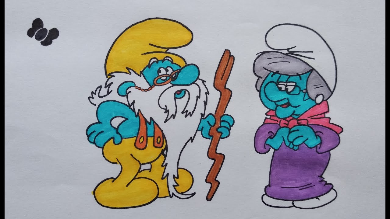 226) I Puffi - nonno puffo, nonna puffa : disegnare e colorare i puffi per bambini (babydona)