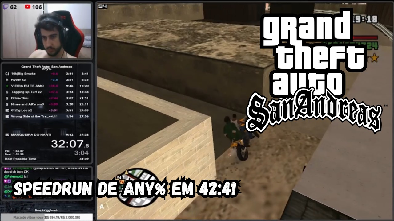 SPEEDRUN DE GTA SAN ANDREAS ANY% EM 42:41