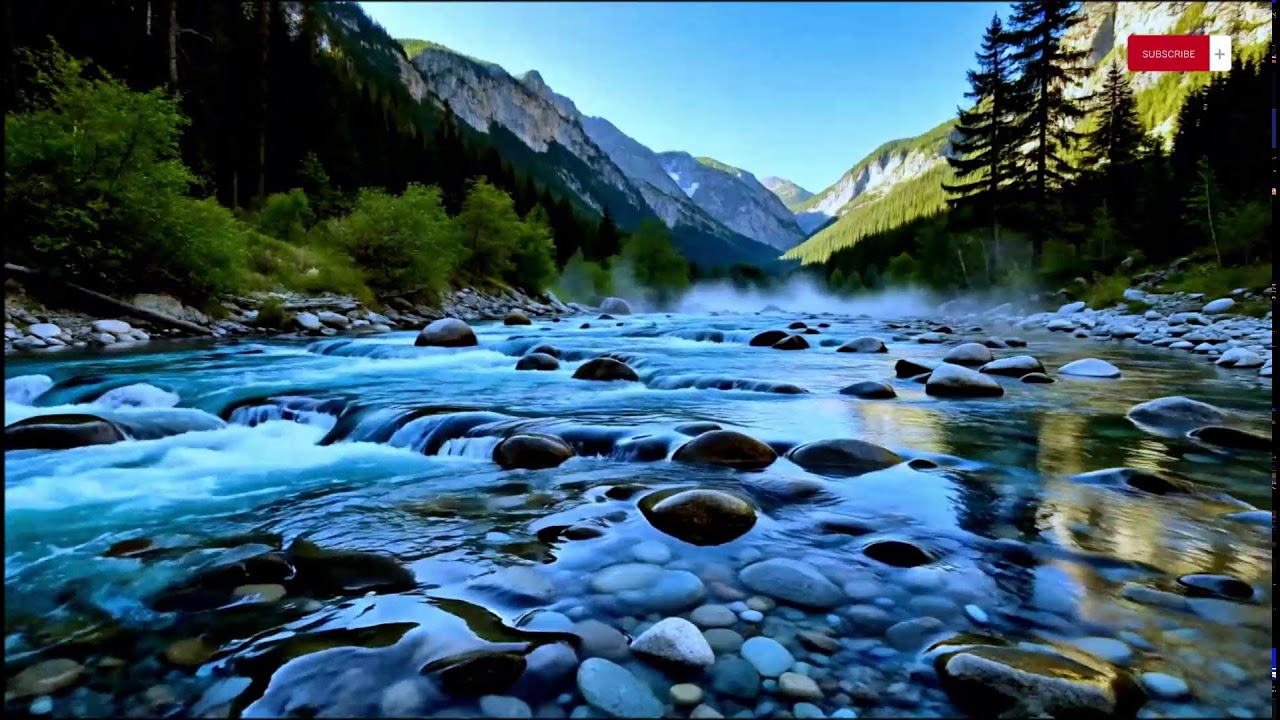Morning Forest River with Calm Piano Music for Relaxation | 10 Hours