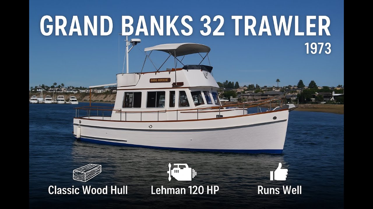 1973 Grand Banks 32 Trawler – Classic Wooden Hull by South Mountain Yachts (949) 842-2344