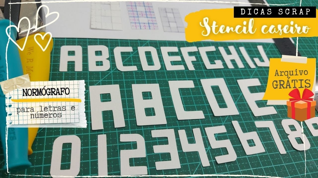 Normógrafo/ Gabarito/ Stencil caseiro| Criando letras sem furadores, faquinhas ou máquinas de corte