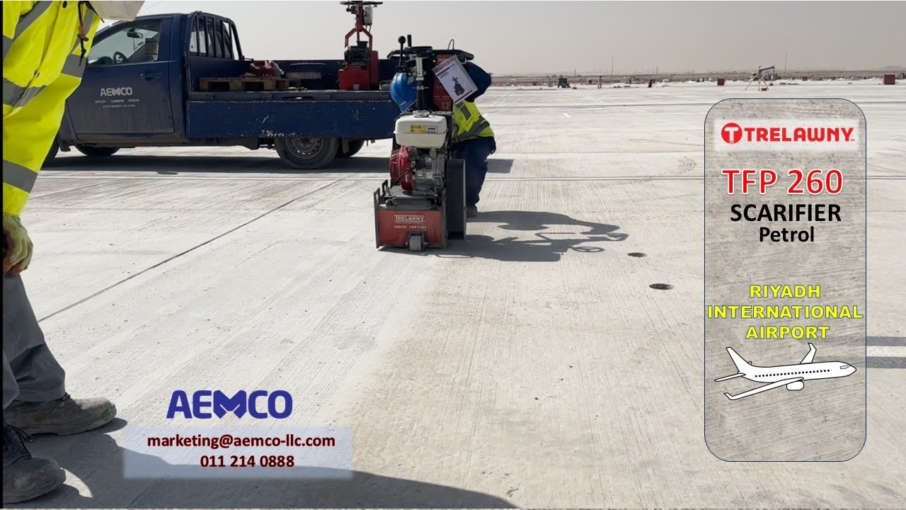 TRELAWNY TFP 260 PETROL does scarifying in Riyadh Airport KKIA -  AEMCO #aemco #saudiarabia