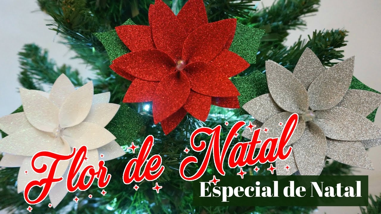 Flor de NATAL em E.V.A (Enfeite de NATAL) |DIY - Faça você mesmo