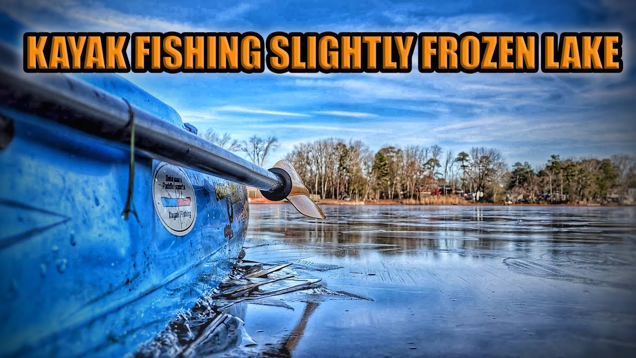 Kayak Fishing Slightly Frozen Lake using my new Major Craft Benkei BFS Rod
