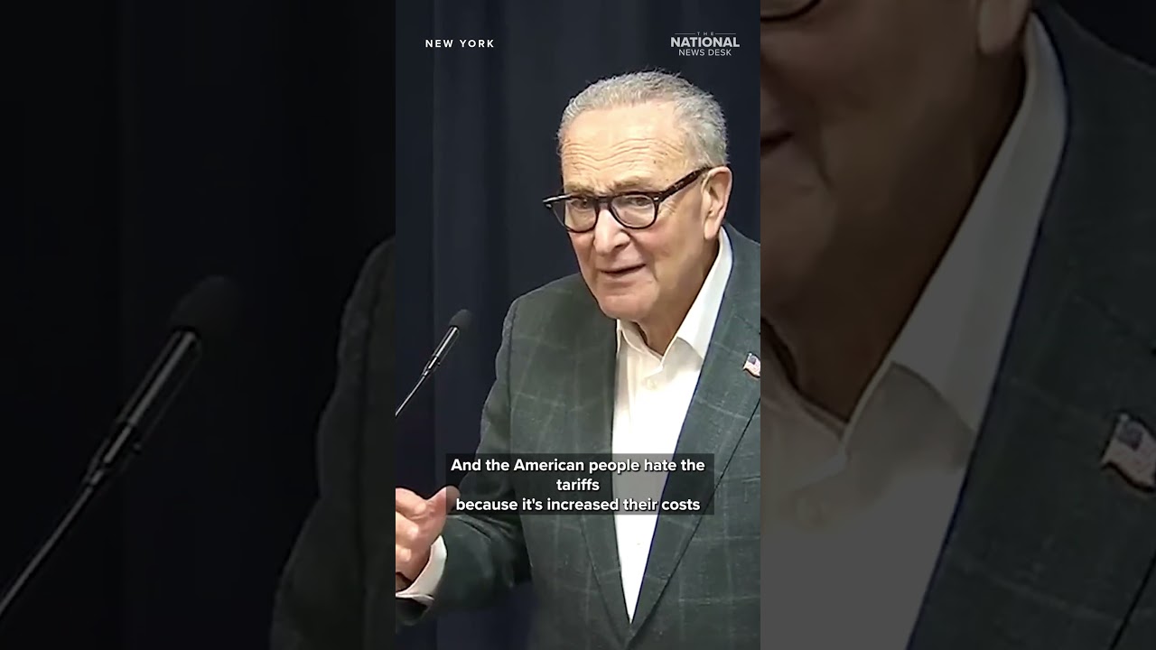 Senate Democratic Minority Leader Chuck Schumer reacts to SCOTUS tariff ruling