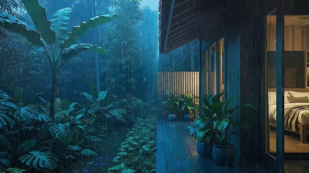 Fast Night Tranquility Forms With Rain Curling Around a Jungle Cabin 🌧️