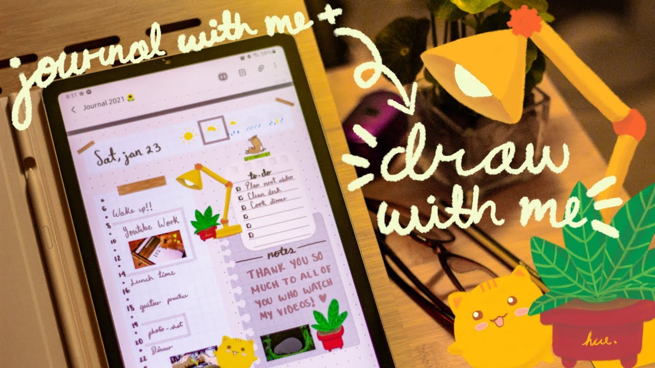 Journal with me 🌼 + Draw with me 🎨 Stickers for Digital Journal 🌸 Tab S6 Lite