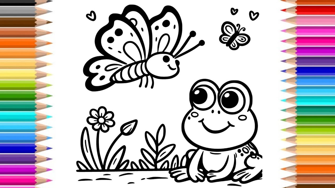 Relax & Color | Cute Frog & Butterfly | Satisfying Nature Coloring Page 🐸🦋