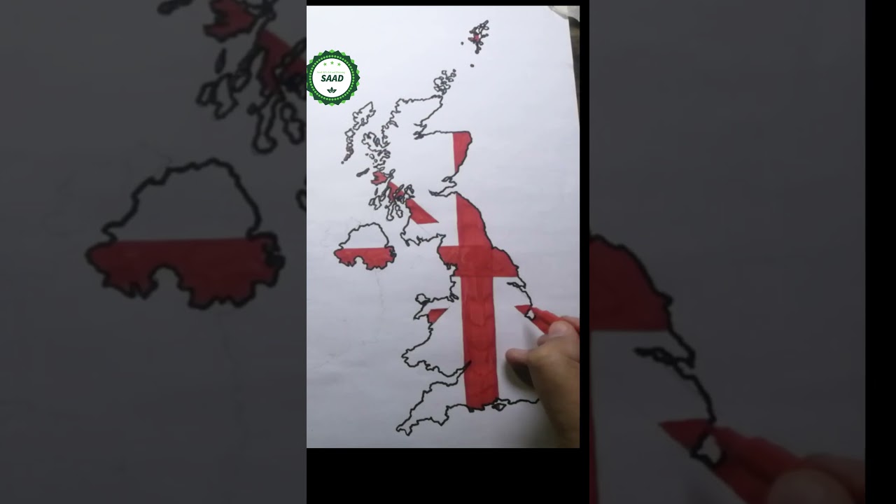 UK flag map drawing | United Kingdom flag map  🇬🇧