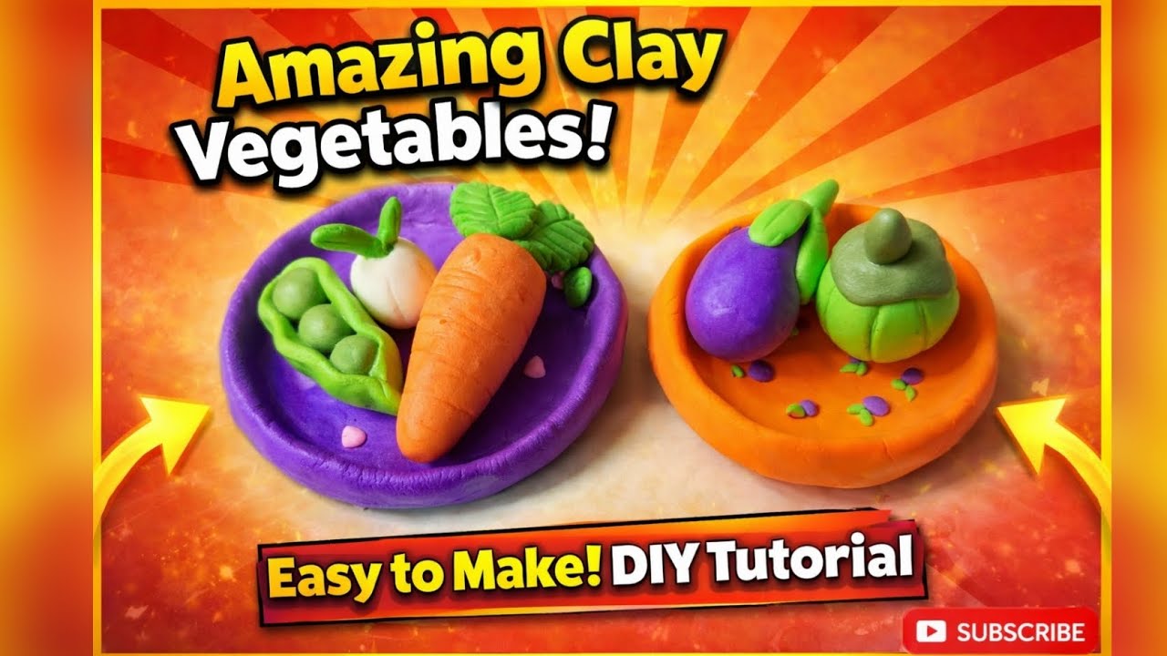 How to Make Clay Vegetables 🥕 | Easy & Satisfying DIY Craft | Easy clay art for school project 