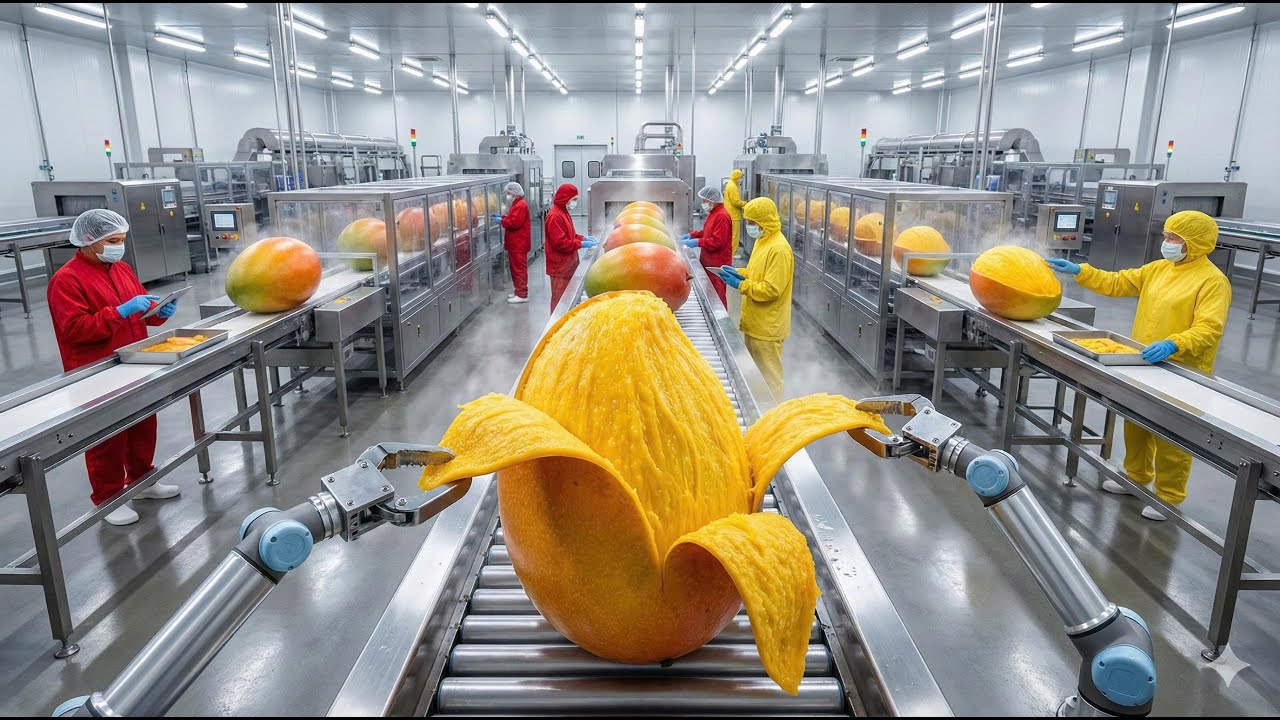 Inside the Giant Mango ProcessingFactory&ndash;How Mega Fruits Become Vegan &ldquo;Chicken&rdquo; Strips(Full Process)
