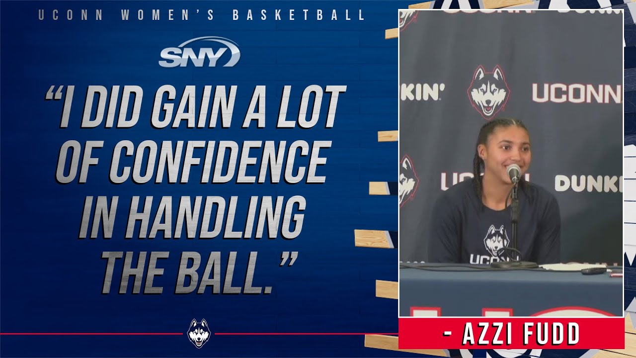 Azzi Fudd, Aubrey Griffin and Lou Lopez Senechal comment on UConn's big win, Fudd's performance