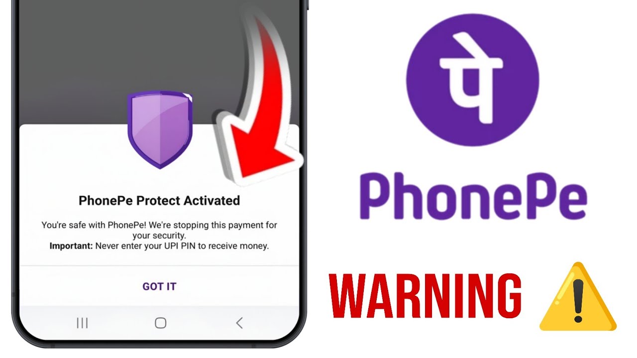 Phonepe protect activated, you're safe with phonepe we're stopping this payment for your security